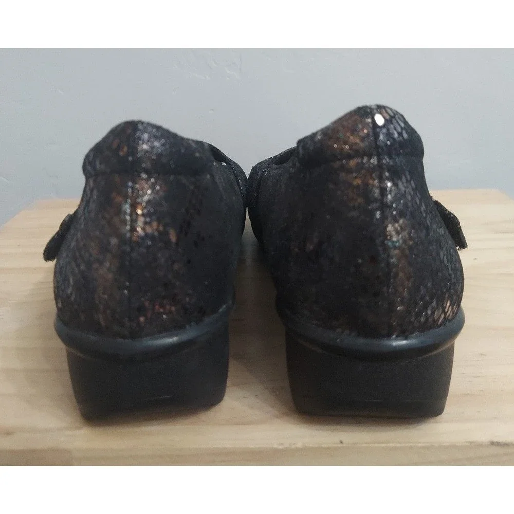 Revere Bonn Women's Leather Black Metallic Python Mary Jane Shoes size 1…